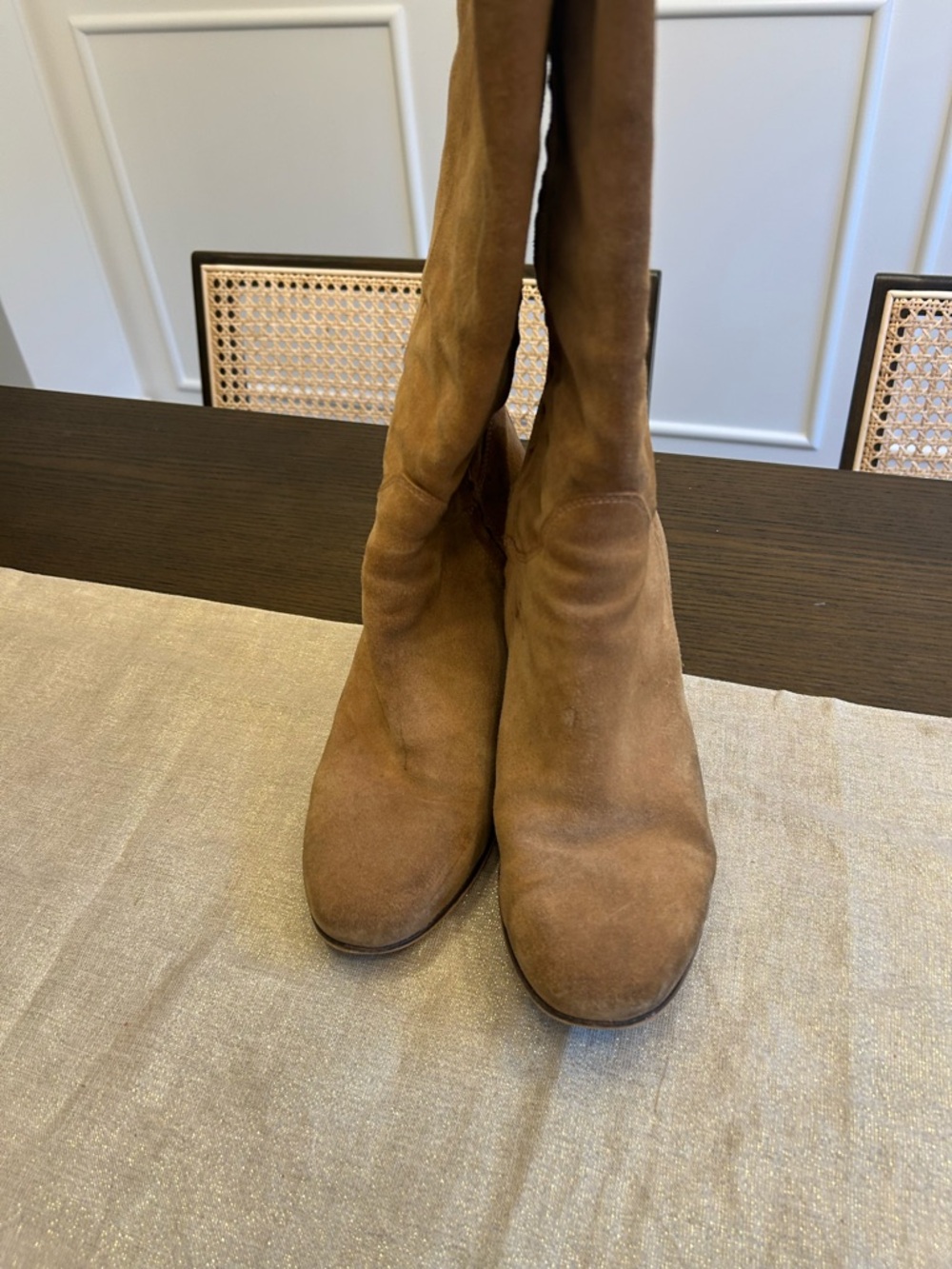 Sam Edelman Tan Suede Mid-Calf Heeled Boots poor condition very worn size 10 - Picture 6 of 12